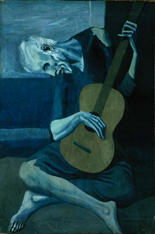 "The Old Guitarist" Pablo Picasso, 1903-04. oil on canvas